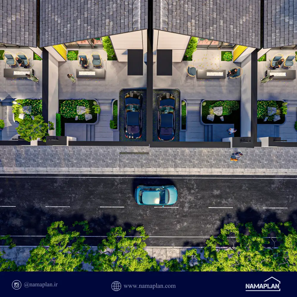 طراحی ویلا فلت 80 متری تیپ شهرکی با سقف شیبدار | شهرک ویلایی